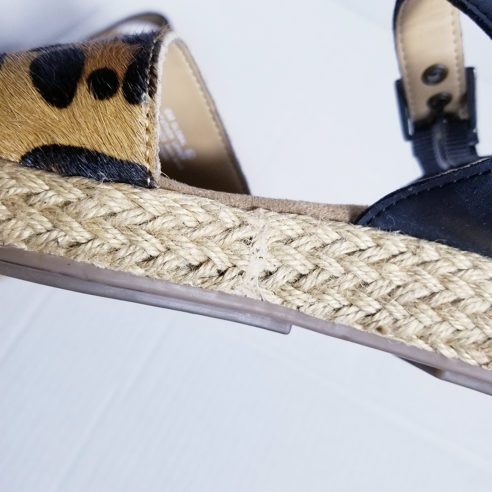AEROSOLES LEOPARD BLACK AND BROWN SMALL PLATFORM SANDALS SIZE 6 - Picture 15 of 15